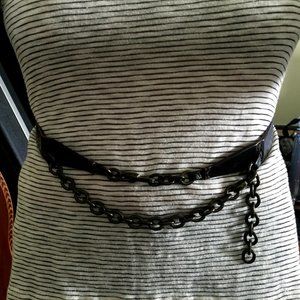 Vintage DK leather & chain belt